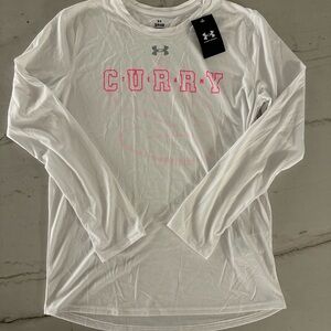 Under Armour Steph Curry Team Curry Tee Long Sleeve Shirt Mens Small White
